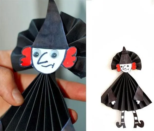 Como hacer una bruja con papel doblado Halloween