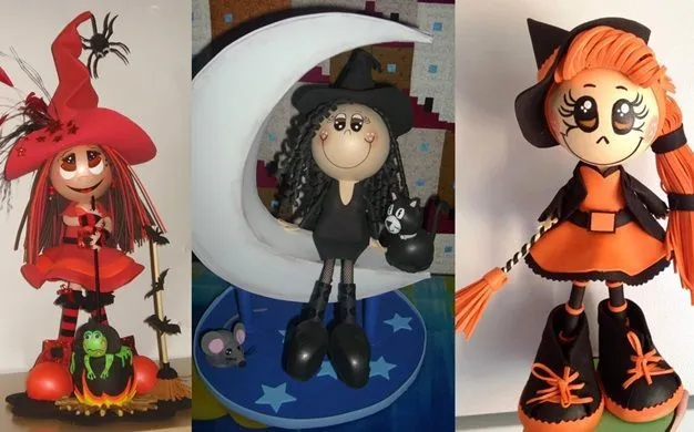 Brujas de goma eva: Fofuchas de halloween paso a paso | Goma Eva ...