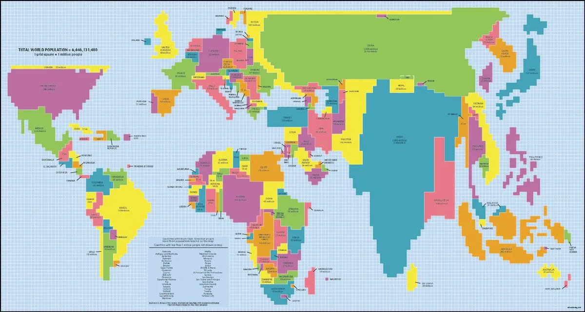 BUAGG: Mapa Mundi según población.