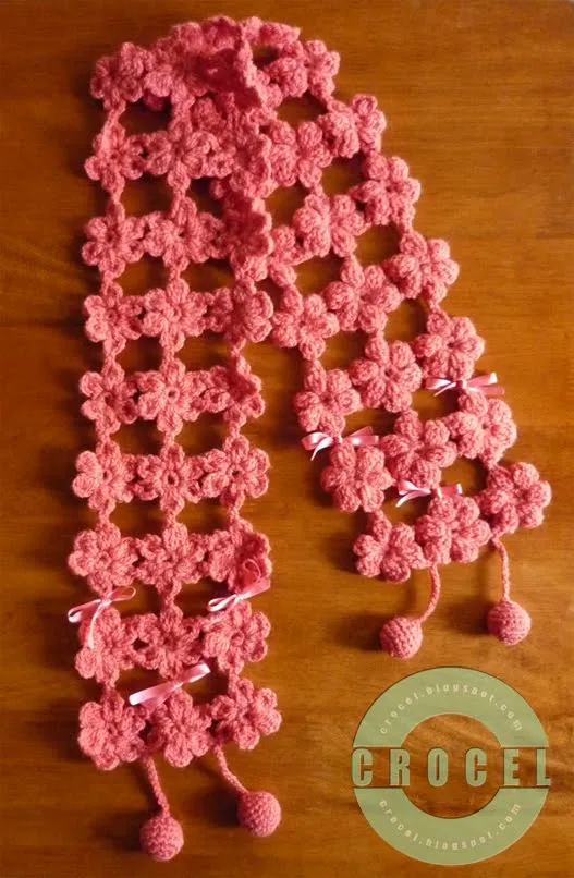 Bufandas crochet con flores - Imagui