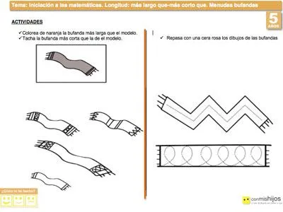 Bufandas largas y cortas. Aprender conceptos de longitud