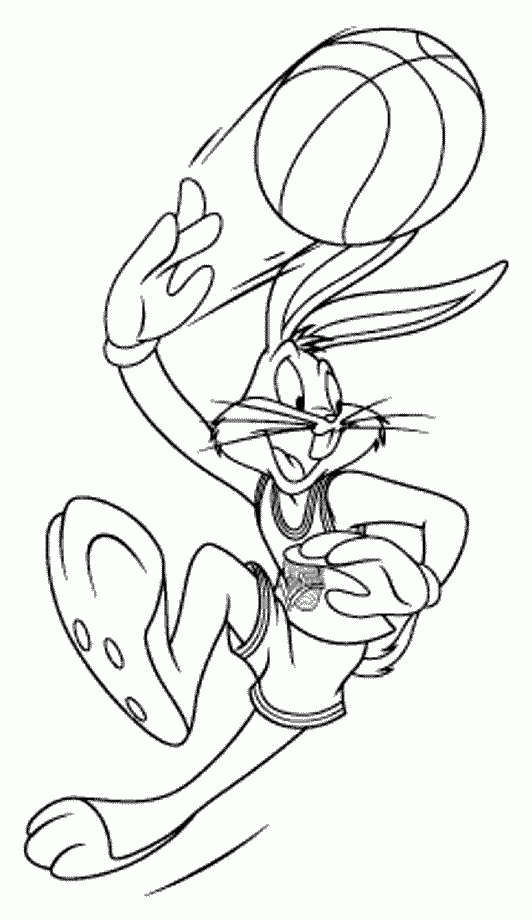 Bugs Bunny para colorear jugando baloncesto