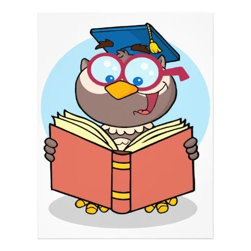 búho graduado que lee un dibujo animado del libro tarjetón | Zazzle