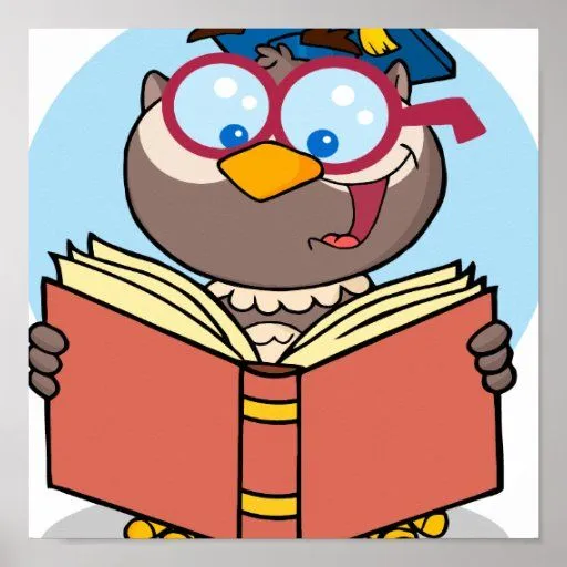 búho graduado que lee un dibujo animado del libro posters | Zazzle