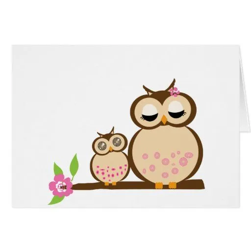 Búho lindo de la mamá y del bebé tarjetas | Zazzle