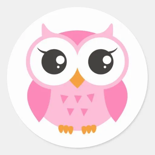 Búho rosado lindo del bebé del dibujo animado pegatina redonda ...