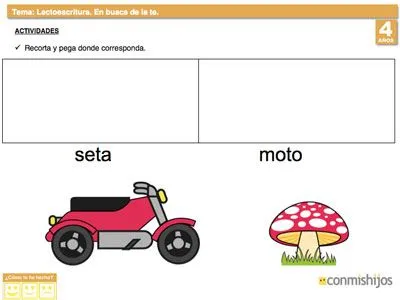 Busca la letra T. Ficha de lectoescritura para niños