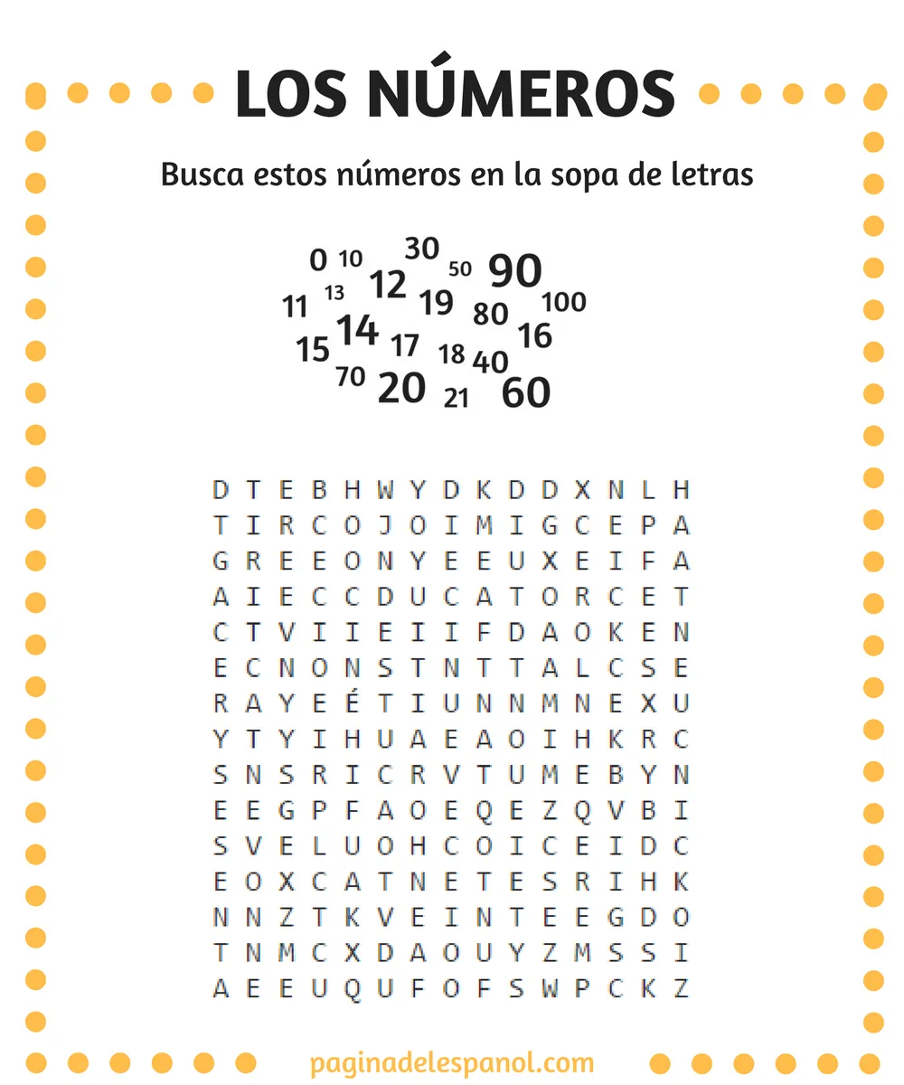 Busca estos números en la sopa de letras | Sopa de letras, Los numeros en  espanol, Sopa de numeros