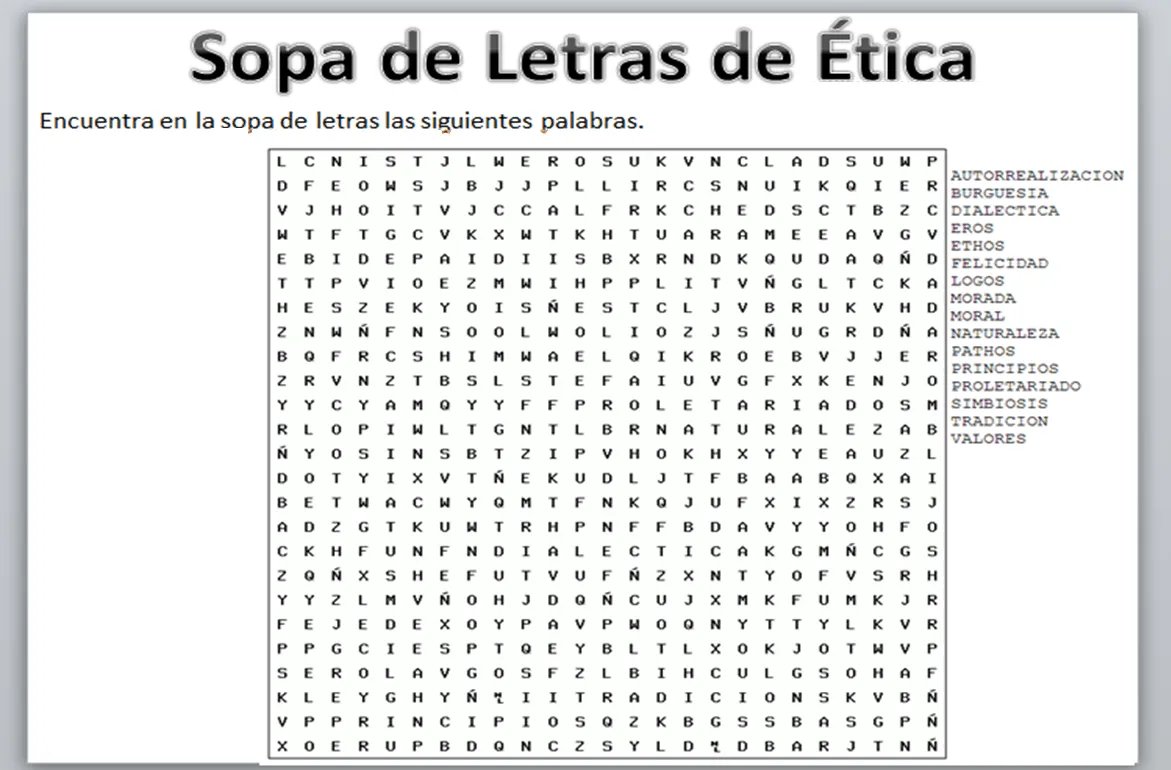 Buscando una ética planetaria: sopa de letras | Blog de Ética