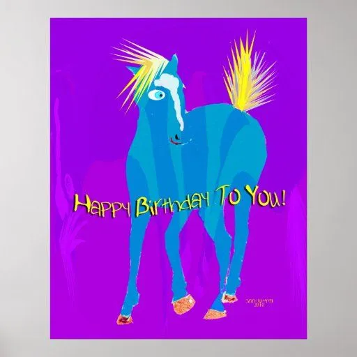 Caballo del feliz cumpleaños poster de Zazzle.