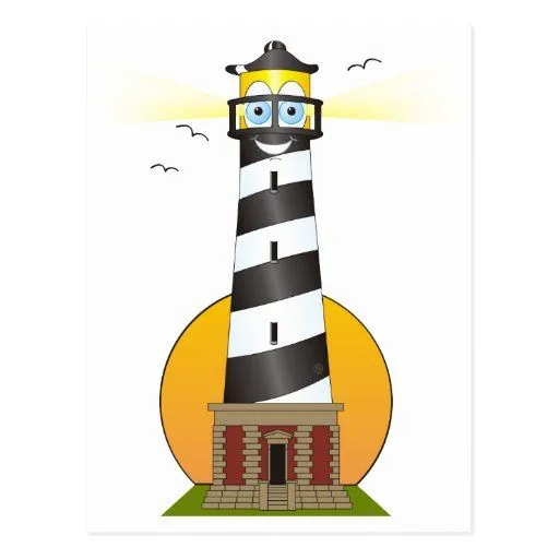 Cabo Hatteras del faro del dibujo animado Postales de Zazzle.