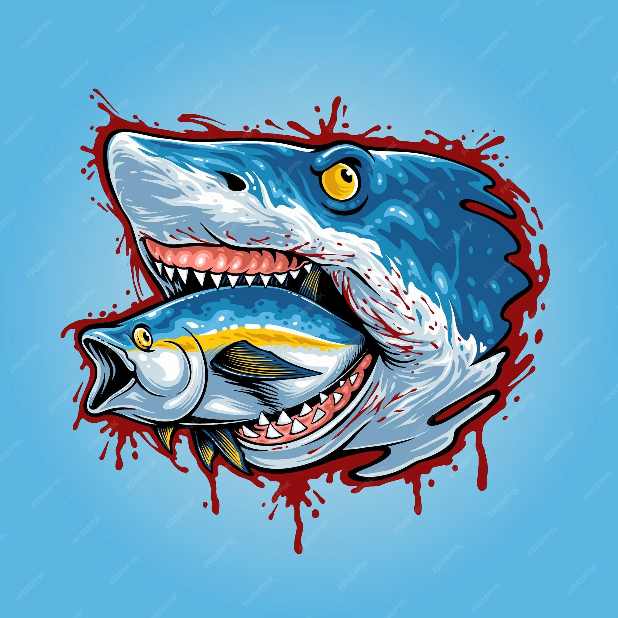 Cadena alimentaria de tiburones | Vector Premium