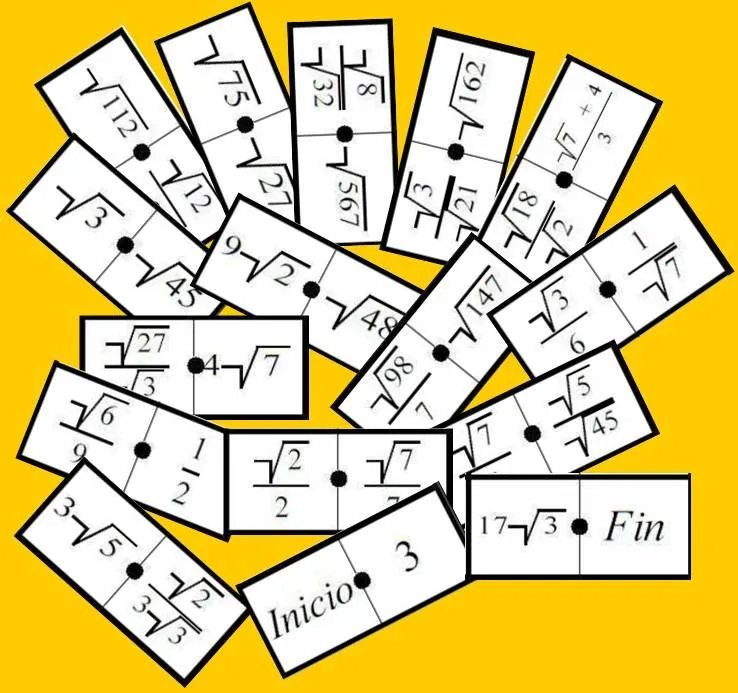 CADENA DE DOMINÓS DE RADICALES Nivel I | Juegos y matemáticas