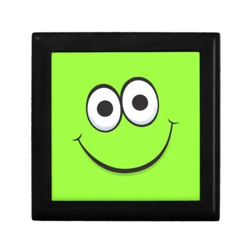 Caixa de presente feliz verde da cara dos desenhos de Zazzle.