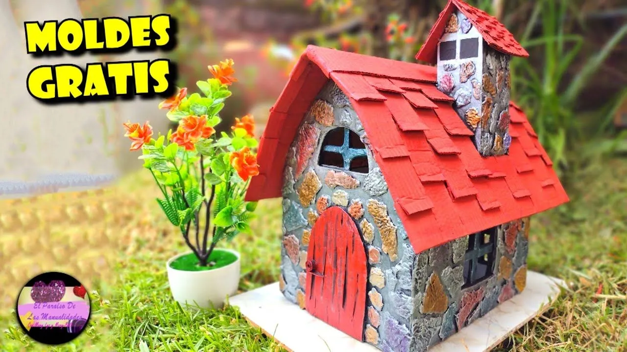 Caja de cartón convertida en una casa hermosa de hadas (Moldes Gratis) |  Galería de Creatividad - YouTube