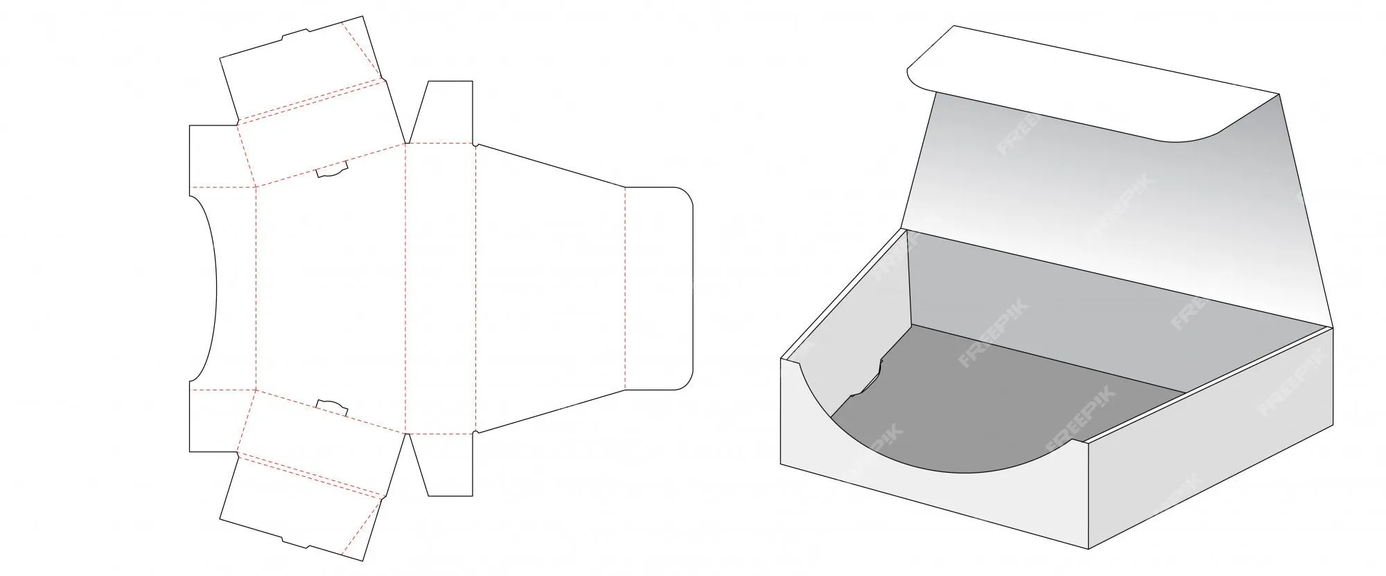 Caja de embalaje en forma de trapecio caja de regalo plantilla troquelada |  Vector Premium