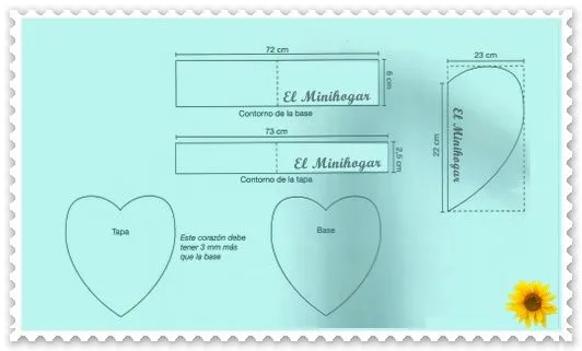 Moldes de cajas en forma de corazon con tapa - Imagui