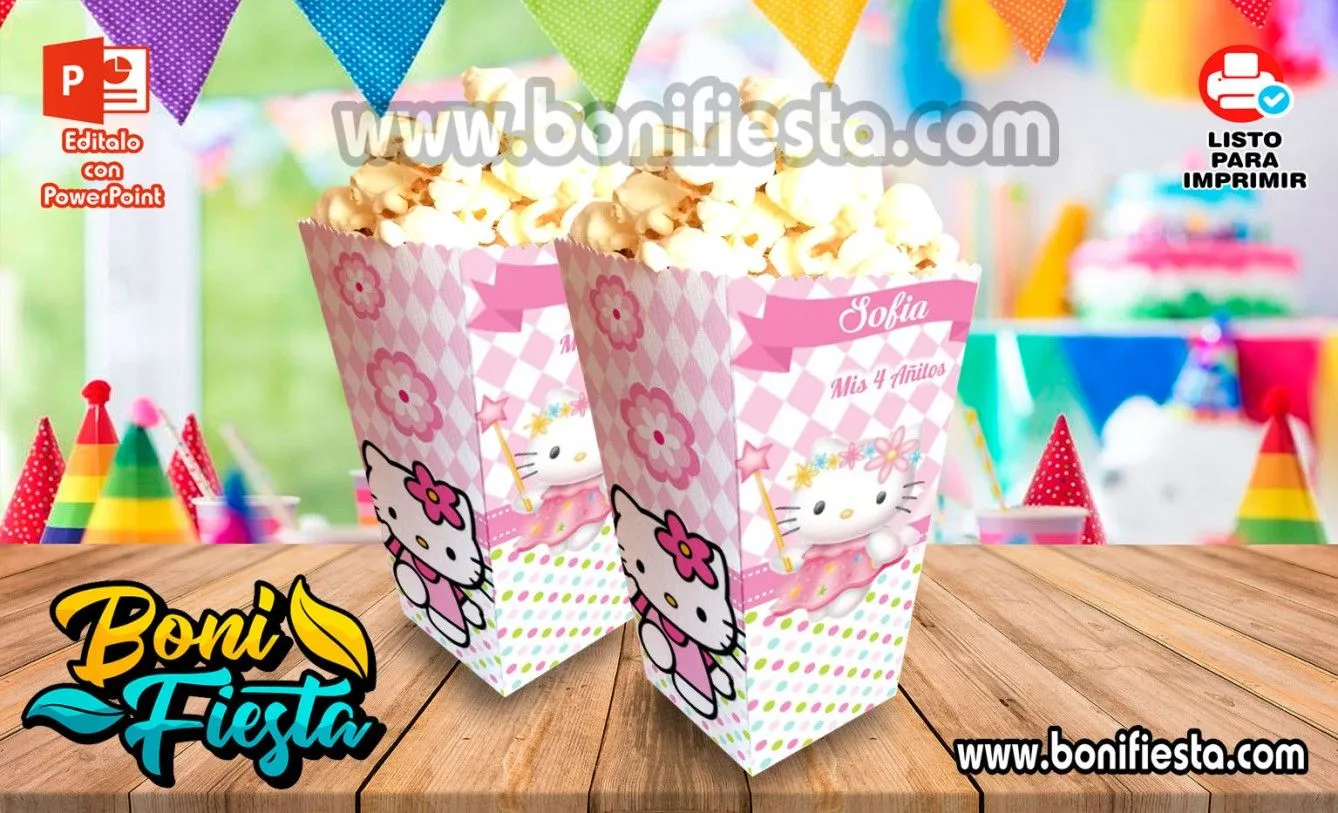 Cajita Popcorn Hello Kitty - Boni Fiesta