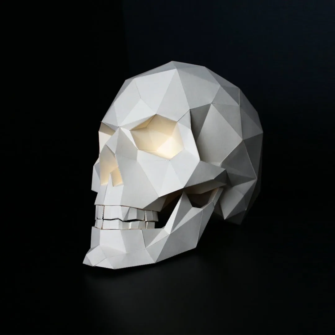 Calavera / Artesanía de papel / Objeto de papel / Poli polietileno realista  / Escultura de polígono 3D / Descarga en PDF / incluyendo archivo pdo y dxf  para silueta - Etsy México