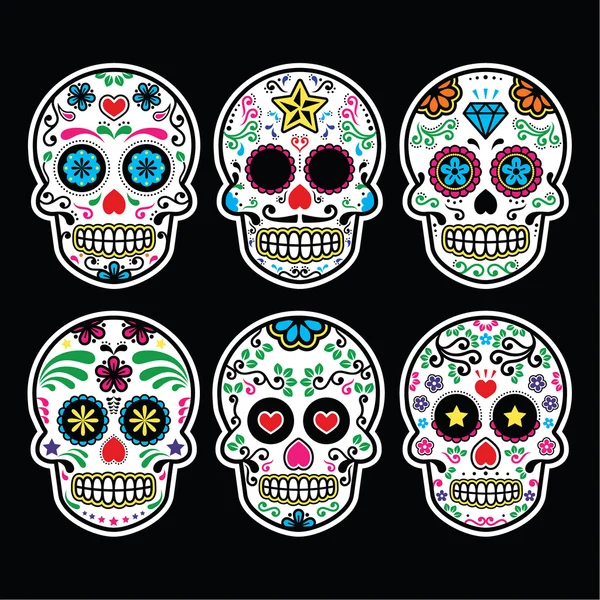 Calavera de azúcar mexicana, dia de los muertos los iconos situado ...