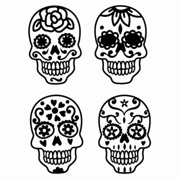 Calaveras de azúcar archivos vectoriales halloween eps illustrator doodle |  Vector Premium