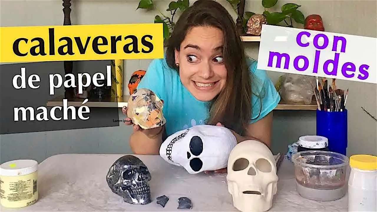 Como hacer CALAVERAS DE PAPEL MACHE usando moldes - YouTube