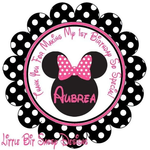 Minnie Mouse Birthday Stickers Party Favors Pink by LittleBitSassy