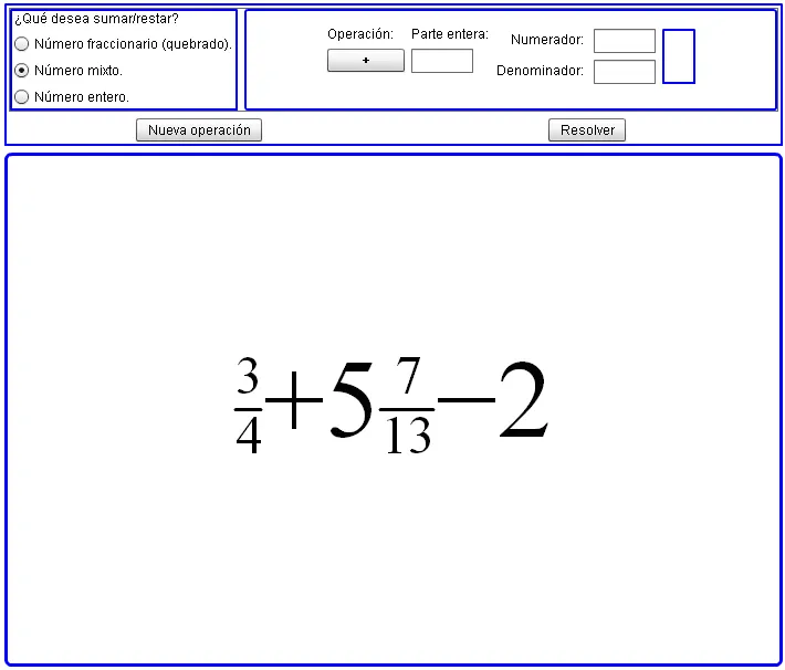 Calculadora para resolver sumas y/o restas de fracciones ...