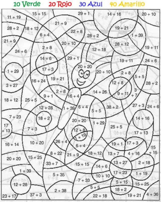 Calcular: Dibujos mágicos - Dibujo sumar y colorear