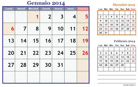 Calendari mensili 2014 gratis da scaricare