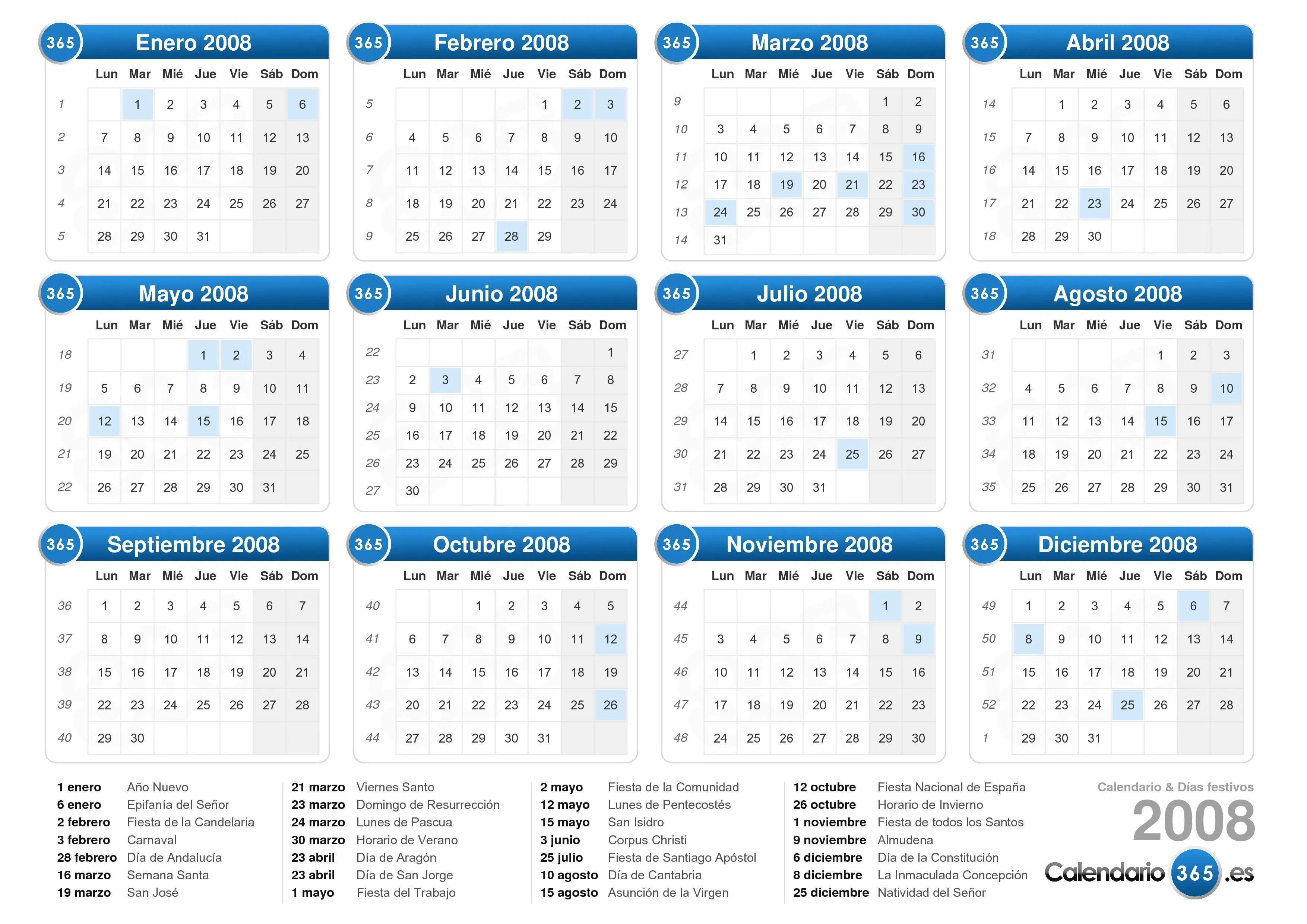 Calendario 2008