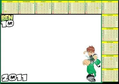 Calendário 2011 Ben 10 e base de calendáio em vetor 2011 | Amanhã ...