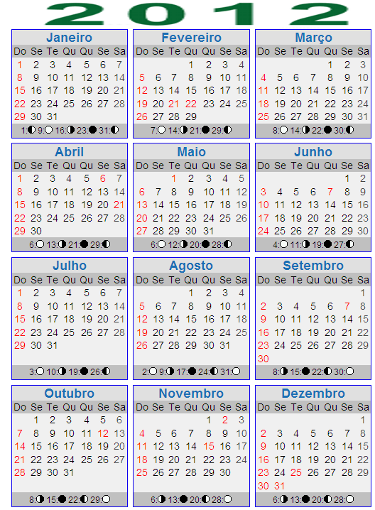 Calendário 2012