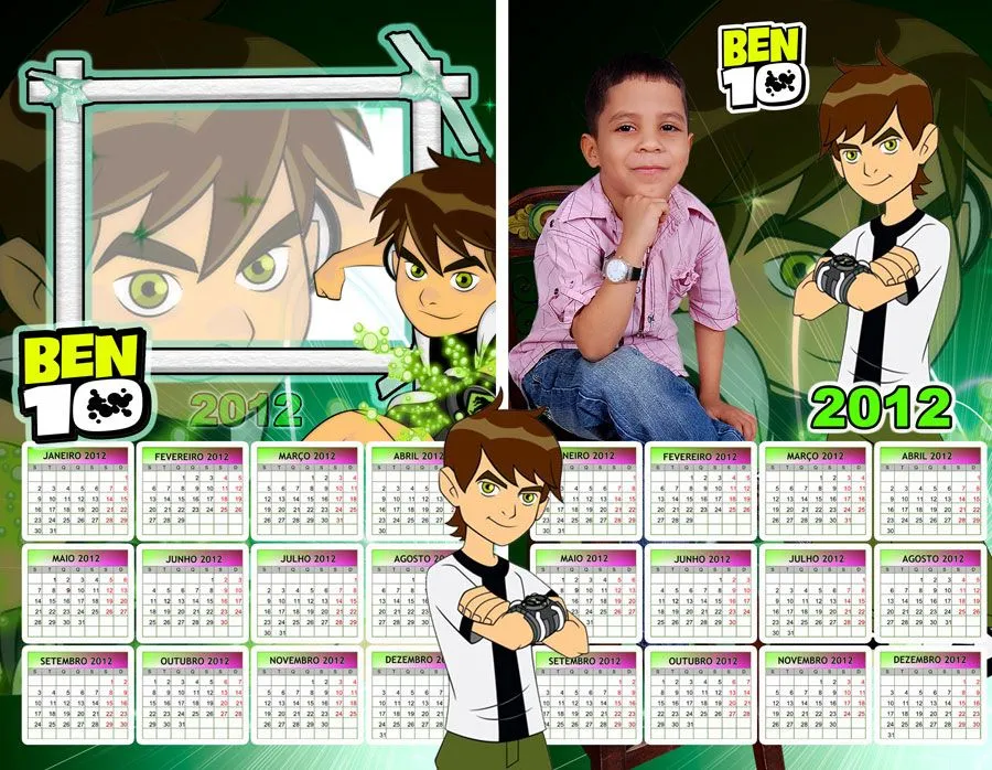 Calendario 2012 - Ben 10 (PSD) - Templates e Temas