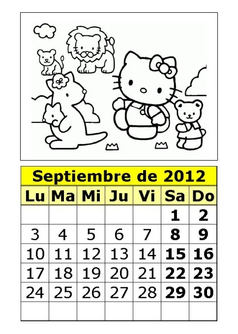 Calendario 2012 Hello Kitty para imprimir - Imagui