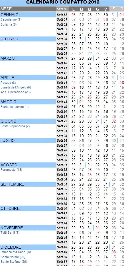 Calendario 2012 Para Imprimir En Formato Excel