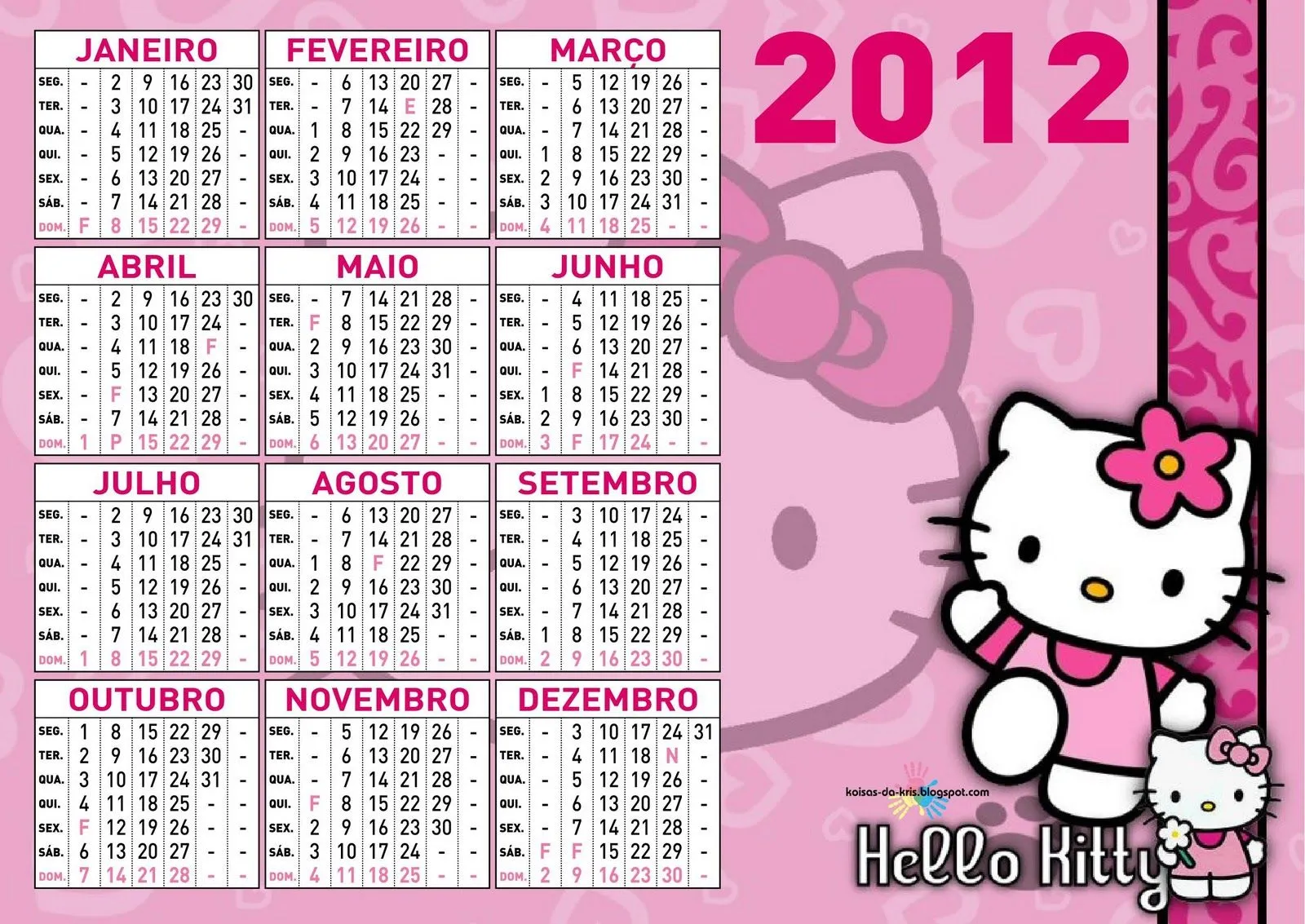 Un Calendario 2012 Para Imprimir