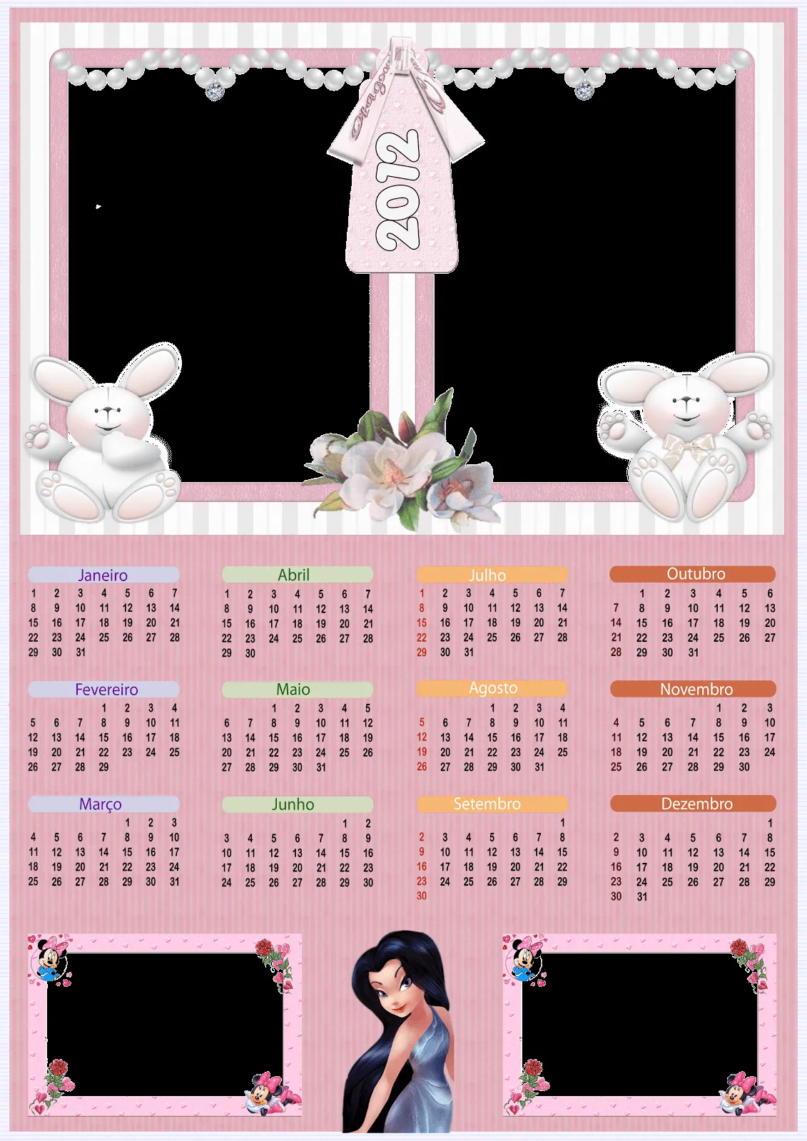 Calendario 2012 infantil 4 fotos (PNG/PSD