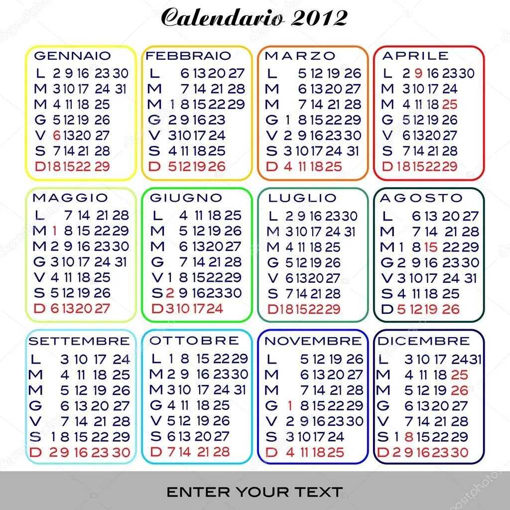 Calendario 2012 | Vector Stock © Letizia Giuffrida #8258517