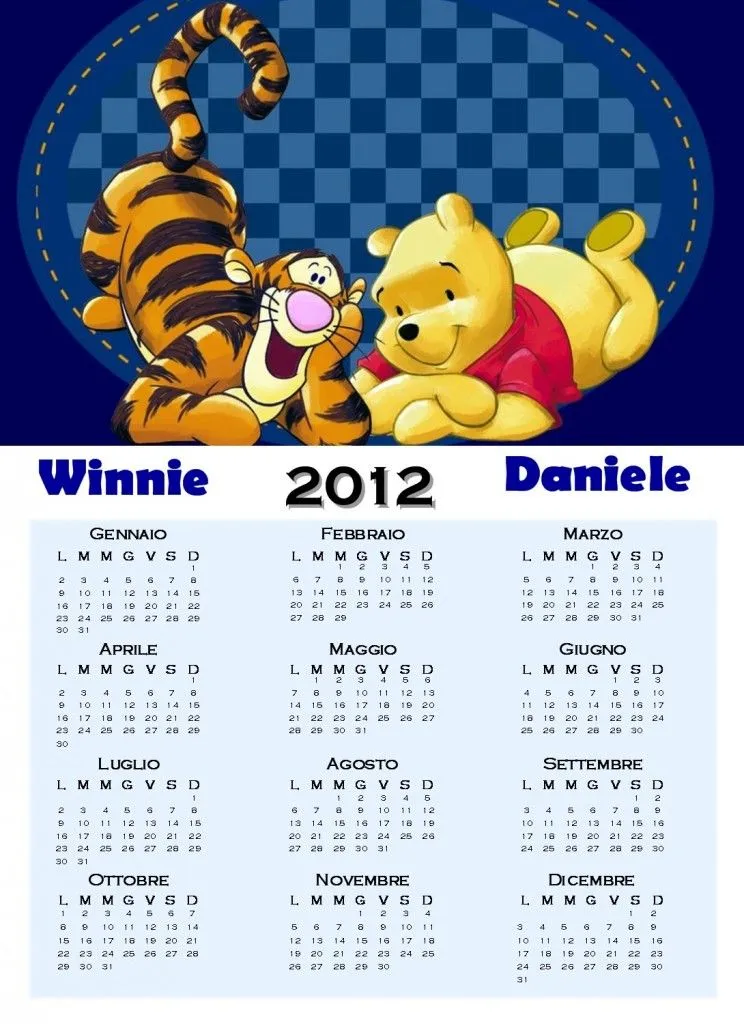 , calendario 2012, winnie calendario 2012, calendario winnie the pooh ...