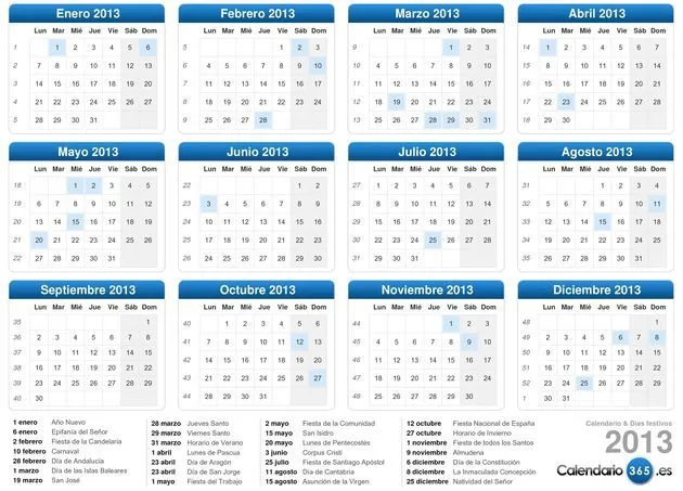 Calendario 2013 para descargar en formato PDF y JPG - Soft & Apps