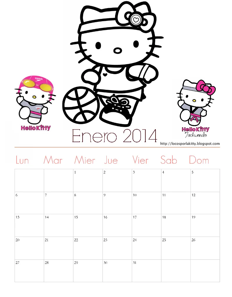 Calendario 2014 completo de Hello Kitty : Locos por Hello Kitty