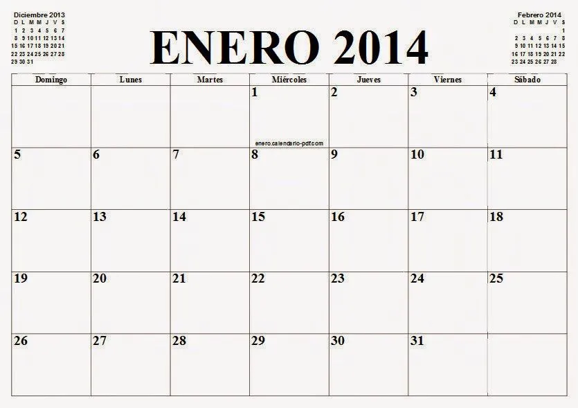 Calendario 2014 Enero Para imprimir gratis - Calendario Para ...