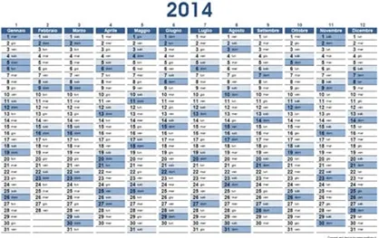 Calendario 2014 in Pdf, da stampare | Space Total