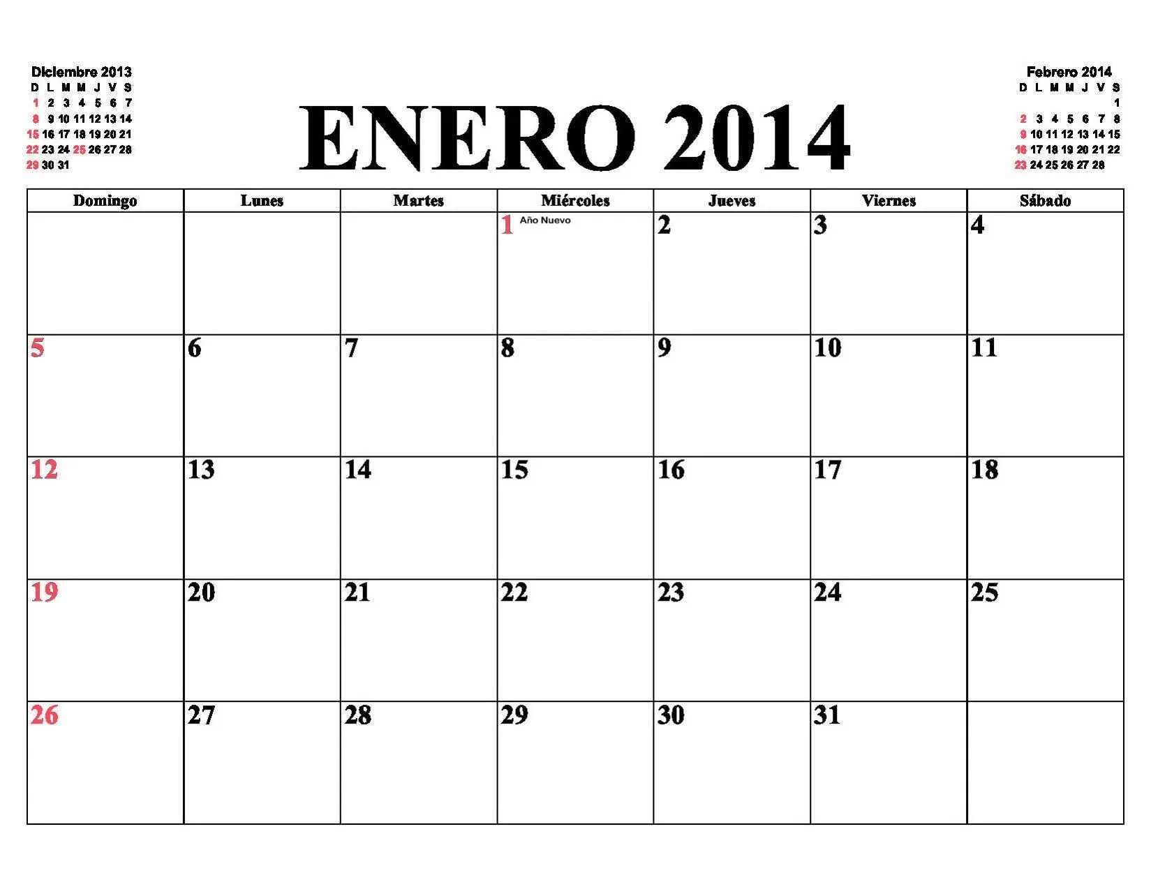 Calendario 2014 +4 meses de 2015 para completar con el calendario ...