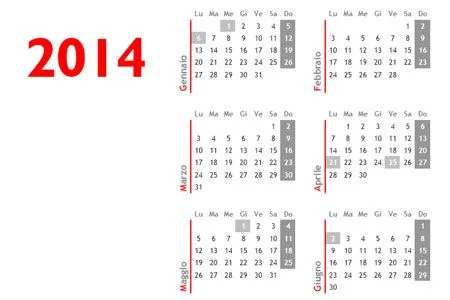 Calendario 2014 da stampare. Calendario 2014 gratis in PDF