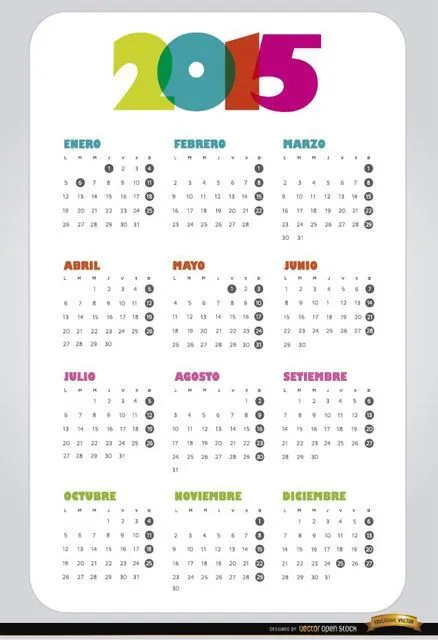 Calendario 2015. on Pinterest | Calendar, Spanish and Happy New Year