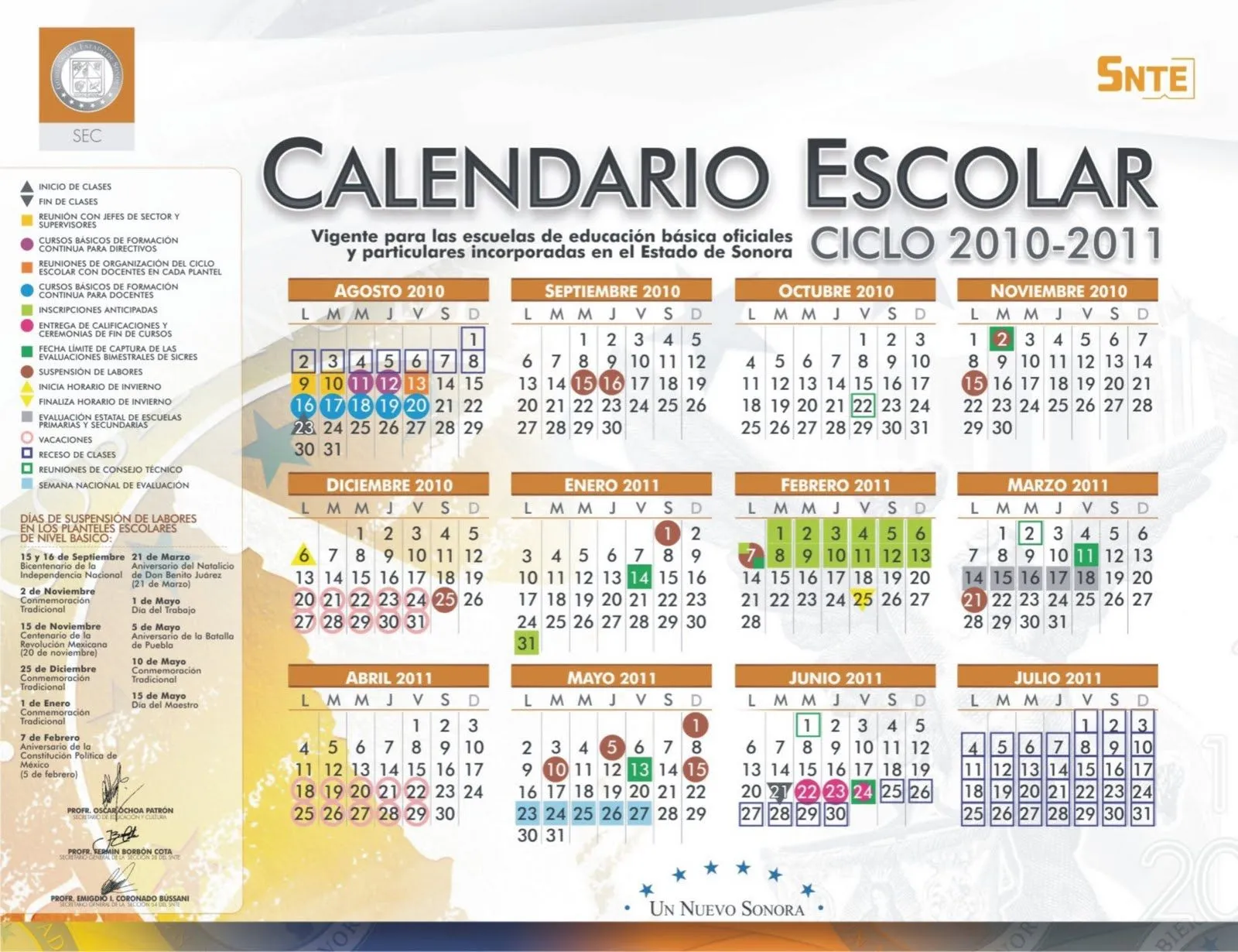 Calendario Actual 2011 -2012: