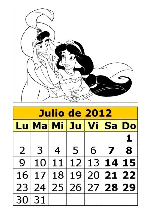 Calendario de Aladin para colorear de 2012 (3ª parte ...