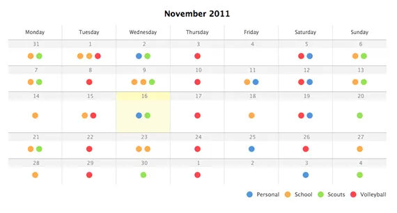 Calendario animado con jQuery y CSS3 | Kabytes